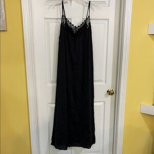 Vintage shadowline slip dress Black Lace Trim Nightgown size 2X